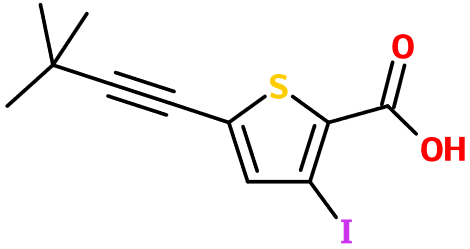MC001743 5-(3,3-Dimethylbut-1-ynyl)-3-iodothiophene-2-COOH